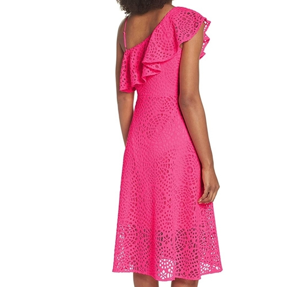 LILLY PULITZER Callisto Midi Dress, Terry Lace, Pink Cosmo - Picture 1 of 8